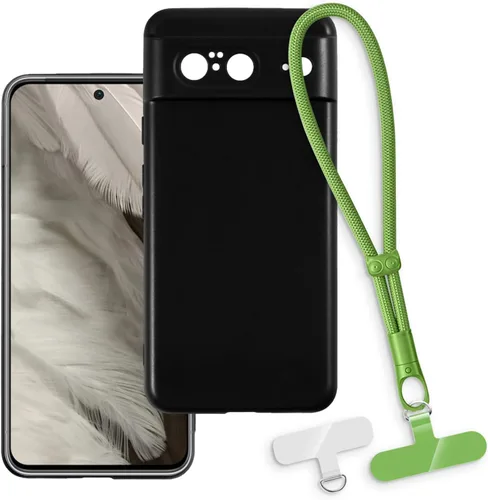 Vista 12 de Estuche y correa de muñeca para Pixel 8 - transparente+negro Funda protectora 2 en 1 para teléfono de 6.2 pulgadas con cordón desmontable y Funda