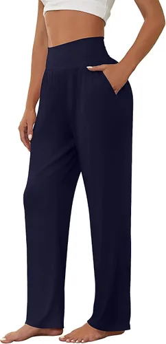 Vista 3 de Neer 3 piezas de pantalones de yoga de pierna ancha para mujer, cómodos, holgados, de cintura alta, pantalones deportivos casuales