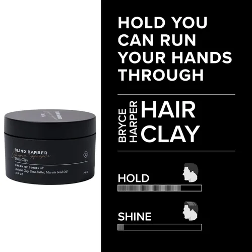 Vista 10 de Blind Barber Bryce Harper - Arcilla para el cabello, pomada de arcilla mate para hombres, fijación media a fuerte, infundida con caolín, manteca