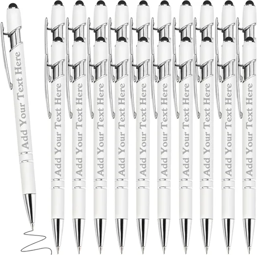 Vista 103 de Bolígrafos personalizados a granel grabados personalizados con punta de lápiz capacitivo, bolígrafos personalizados de tinta negra, regalos
