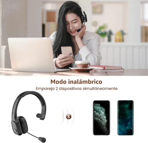 Vista 4 de Trucker Auriculares Bluetooth V5.0, Auriculares Inalámbricos con Cancelación de Ruido y Micrófono Silenciador para Teléfonos Celulares, Auriculares
