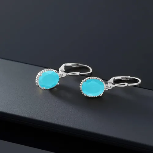 Vista 146 de Gem Stone King Aretes colgantes de gota para mujer, plata de ley 925, piedra natal ovalada de 0.354 x 0.276 in, joyería fina, regalos para ella