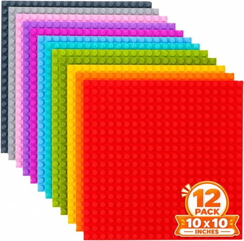 Vista 9 de Strictly Briks Placas base apilables – Paquete de 12 pernos de 10 x 10 pulgadas, 32 x 32 pulgadas, compatibles con Lego para construir escenas