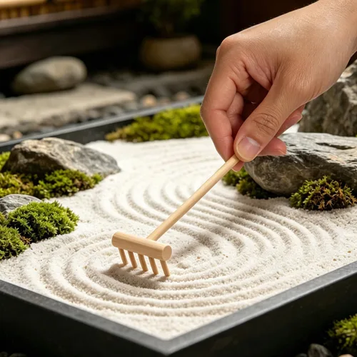 Vista 2 de YARNOW Juego de 20 mini rastrillos de jardín Zen, herramientas de arena de mesa de bambú para meditación de escritorio, pequeños accesorios