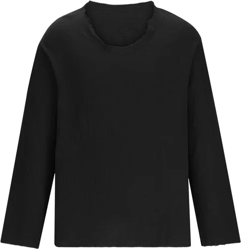 Vista 6 de Hombre Manga Larga Jersey Camisa Sólido V-Cuello Barbecho Camiseta Moda Fruncido Camisetas Blusa Suelta Novedad Tops