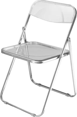 Vista 9 de Urban Lifestyle Silla plegable moderna de acrílico transparente con marco cromado, negro