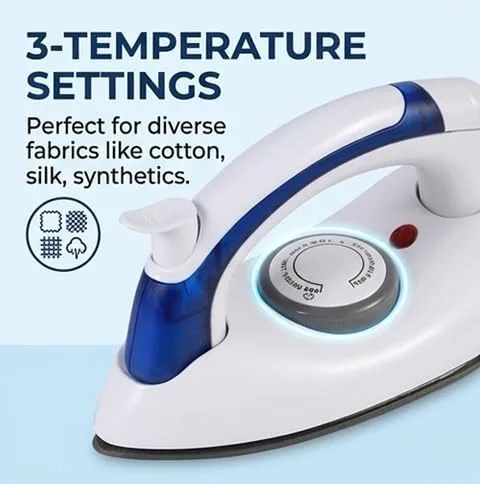 Vista 6 de Plancha de viaje de vapor portátil, portátil, plegable, compacta, con control de temperatura, suela antiadherente, uso vertical y horizontal
