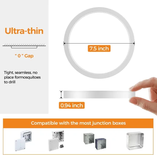 Vista 4 de Paquete de 2 lámparas LED de techo empotradas, 3000K-4000K-6500K y equivalente a 100W, lámpara de techo empotrada moderna para cocina de 15W