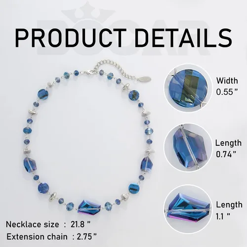 Vista 6 de Bocar Collar de cuentas de cristal para mujer, diseño de babero hecho a mano, regalo de joyería