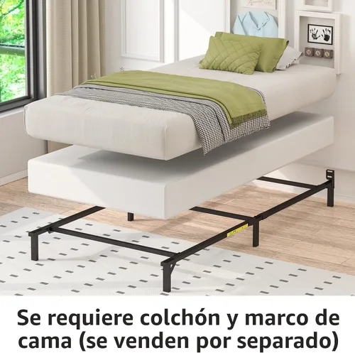 Vista 3 de Amazon Basics Smart Box - Base de cama con somier, base de colchón de 9 pulgadas de altura, fácil montaje, sin herramientas, individual, 74 pulgadas