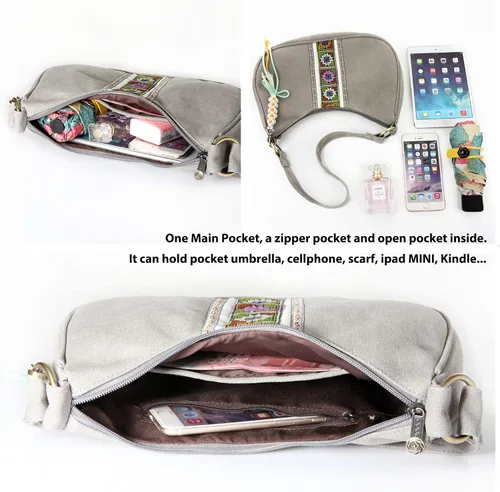 Vista 5 de Bolso Hobo para mujer, mini bolso de hombro de tela