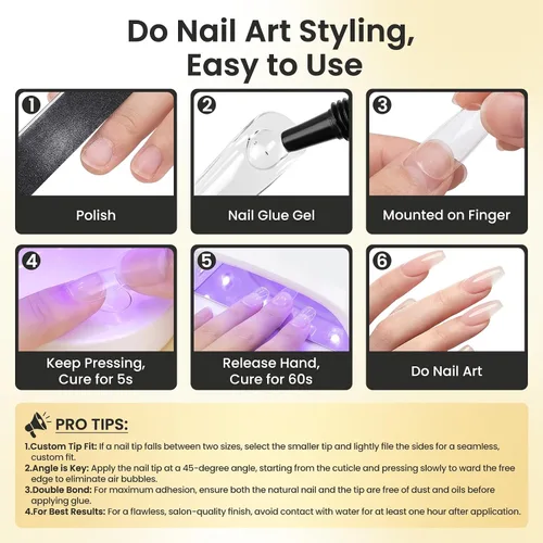 Vista 7 de LIONVISON Gel de pegamento de diamantes de imitación: fuerte adhesivo de curado UV para puntas de uñas a presión y diamantes de imitación, más de 28