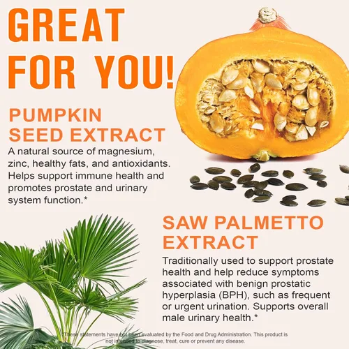 Vista 5 de Aceite de Semilla de Calabaza con Saw Palmetto, 1000mg por Porción, 300 Cápsulas Blandas – Cápsulas de Aceite de Semilla de Calabaza Prensado