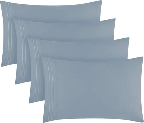 Vista 14 de Mellanni Juego de fundas de almohada, 4 fundas de almohada de la colección Iconic Collection, extra suaves, refrescantes, resistentes a las arrugas