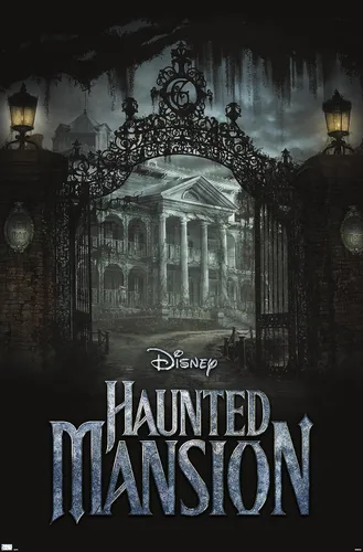 Vista 9 de Disney Haunted Mansion - Póster de pared de mansión, 22.4 pulgadas de largo x 14.7 pulgadas de ancho, versión enmarcada de madera de granero