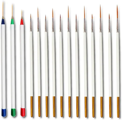 Vista 2 de Juego de 15 pinceles de pintura fina para detalles, micro mini pinceles para artistas, punta ultra fina, para delineadores de escritura acrílica