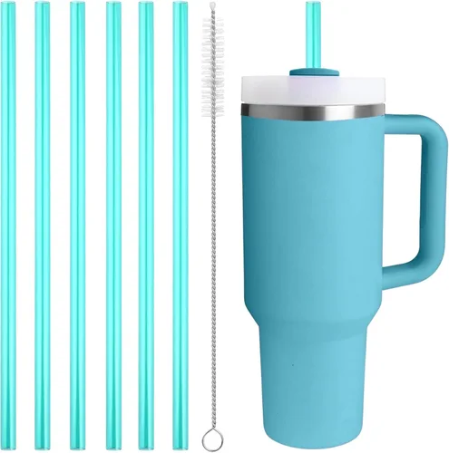 Vista 19 de Pajitas de repuesto compatibles con vaso Stanley Quencher de 20 onzas, popotes reutilizables de 8.5 pulgadas, accesorios para vasos de bebida