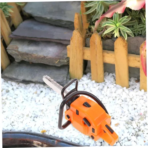 Vista 8 de 2 unids casa de muñecas motosierra muñeca de plástico mini juguetes de plástico al aire libre juegos mini motosierra estatuilla pequeña motosierra