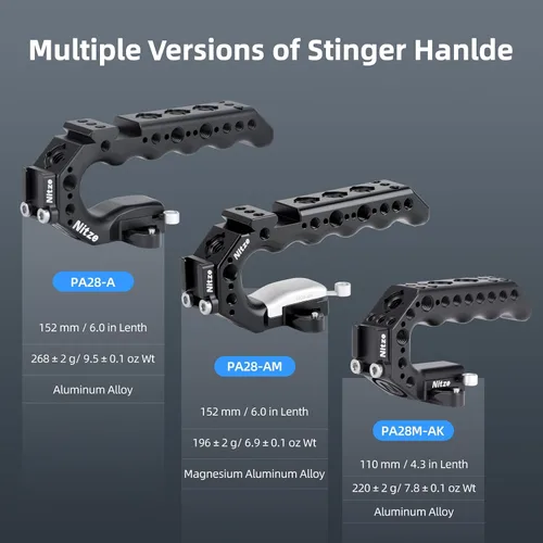 Vista 7 de Nitze Mango Stinger con mango superior para jaula de cámara con abrazadera QR NATO incorporada, PA28-A