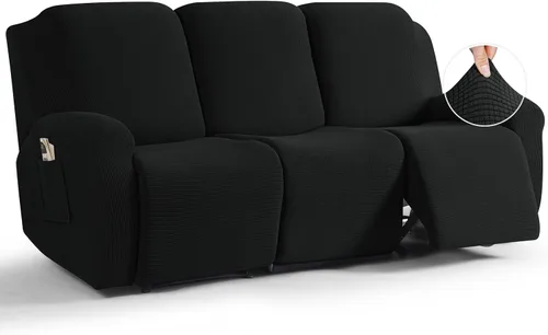 Vista 32 de TAOCOCO Funda reclinable de 4 piezas, funda elástica para sofá reclinable de 4 piezas, funda reclinable con 1 asiento, protector de sofá suave