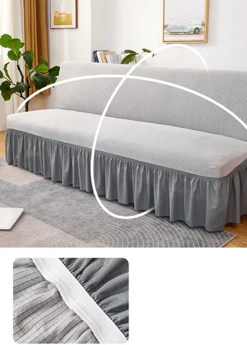 Vista 5 de Funda para sofá, funda de sofá sin brazos, protector elástico para sofá cama con falda, funda de futón para sala de estar, protector de muebles