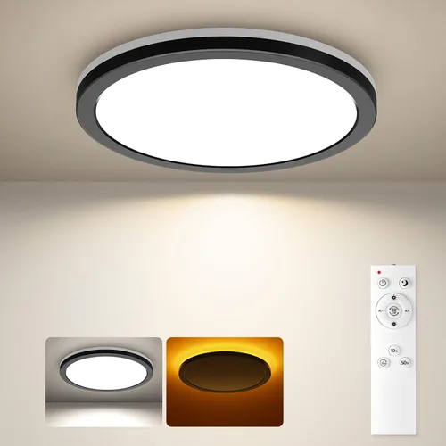 Vista 10 de Matane Paquete de 2 lámparas LED de techo de 12 pulgadas con control remoto, luz nocturna cálida de 2000 K, ajustable de 3000 K-6500 K, luces