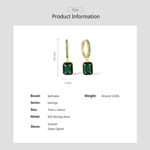 Vista 4 de Santuzza Aretes colgantes de plata de ley 925 con piedras preciosas de ónix para mujer