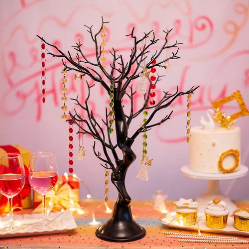 Vista 3 de Sziqiqi Árbol artificial negro para centro de mesa, pequeños árboles falsos de 1.9 pies, árbol sintético para fiesta, cumpleaños, jardín, hogar