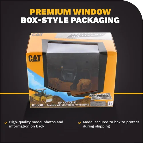Vista 6 de Diecast Masters 1:64 Caterpillar CB-13 Roller with ROPS, Play & Collect Series Cat Trucks Equipo de construcción Modelo a escala coleccionable