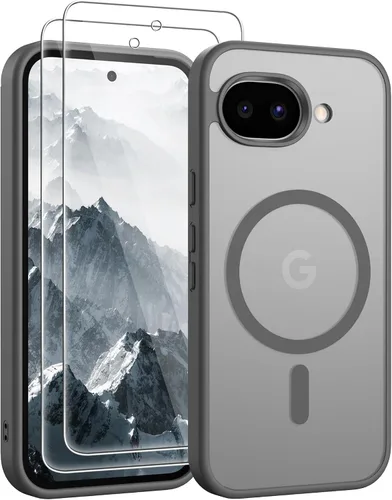Vista 125 de Gritup Funda para Samsung Galaxy S23 con 2 protectores de pantalla (compatible con MagSafe) (protección de grado militar), delgada, translúcida Negro