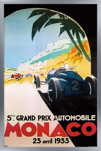 Vista 9 de Trends International Grandprix Automobile Monaco 1933 - Póster de pared Versión enmarcada Barnwood