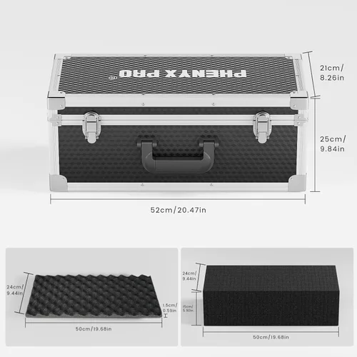 Vista 9 de Phenyx Pro Paquete de sistema de micrófono inalámbrico PTU-4000-8H con el estuche de transporte personalizable de tamaño extra grande