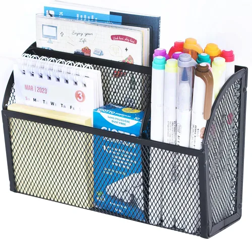 Vista 9 de DALTACK Soporte magnético para lápices, estante de malla de 3 rejillas para pizarra blanca, refrigerador y casillero, organizador para el hogar