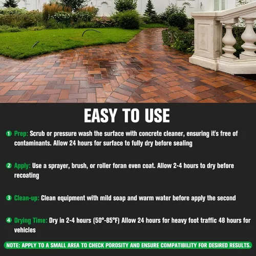 Vista 4 de Sellador de piedra premium, 8 onzas – Aspecto húmedo de brillo máximo para adoquines, entradas de vehículos y patios – Impermeable y resistente a