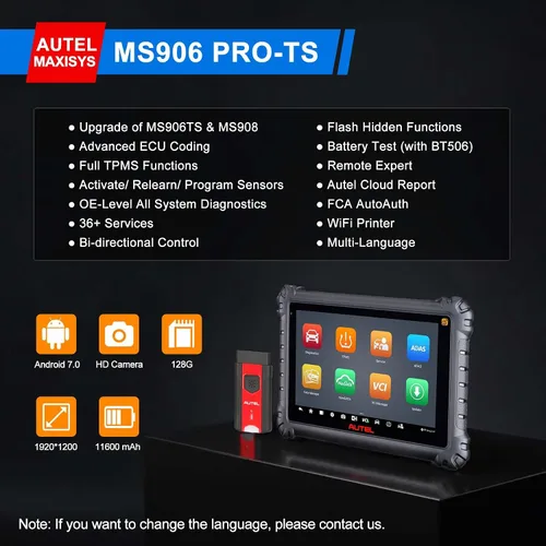 Vista 2 de Autel MaxiSYS MS906 PRO-TS - Escáner de diagnóstico TPMS para todos los sistemas ECU Coding, CAN FD & DoIP, 3000+ Active Tests, 36+ Services, Auto