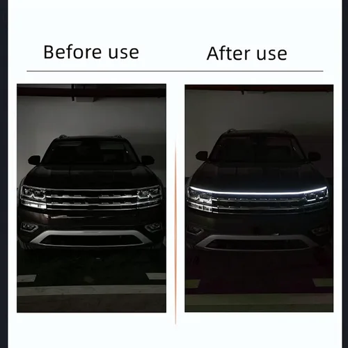Vista 3 de Kit de haz de capó de arranque con escaneo dinámico 2023, tira LED exterior para automóvil, tira de luz LED flexible para capó, tira de luz para Azul