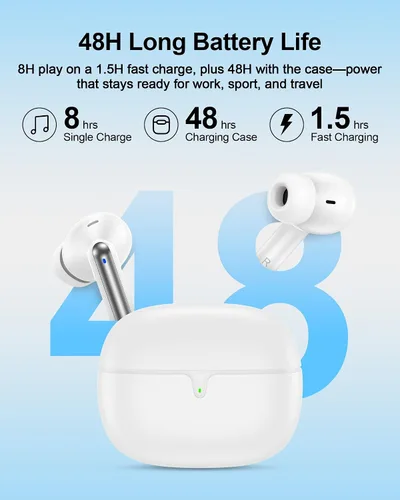 Vista 5 de Auriculares inalámbricos Bluetooth 5.4, iPhone 17e 17Air 16 15 14 13 Pro Max auriculares inalámbricos Bluetooth con cancelación de ruido