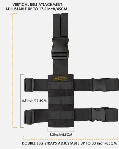 Vista 4 de Plataforma táctica Molle Drop Leg – Universalmente ajustable con panel Molle para acomodar tanto la funda de pierna caída como la correa de pierna