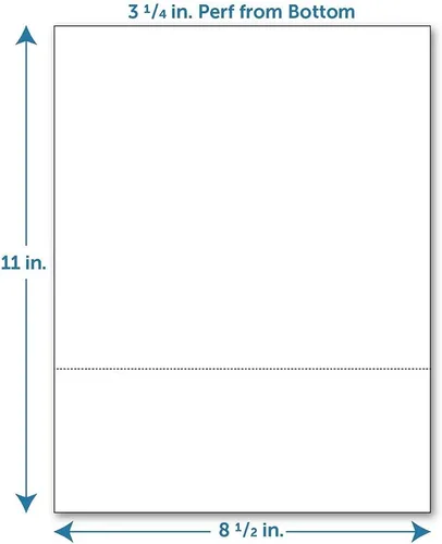 Vista 2 de Papel perforado, 3 1/4 pulgadas desde la parte inferior, horizontal sobre papel blanco de copia tamaño carta 20# (resma de 500)