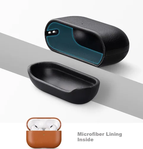 Vista 5 de Haobobro Leather Case [Top Grain Leather] for AirPods Pro 2 Leather Case - Handmade Air Pods Pro 2 Leather Case with Hand Strap - Leather Case for