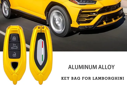 Vista 8 de Funda protectora de aleación de aluminio para llavero compatible con Lamborghini URUS 2021-2022 (negro)