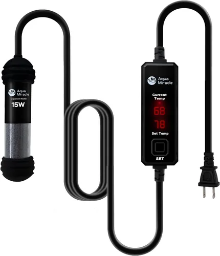 Vista 12 de AquaMiracle Calentador de acuario pequeño mejorado de 50 W, calentador de tanque de peces, calentador de tortuga, súper mini calentador de acuario