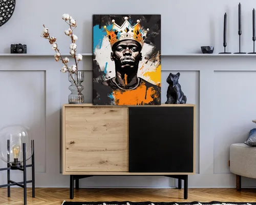 Vista 172 de Arte de pared afroamericano, decoración de rey y reina bailarín negro para sala de estar, arte de pareja de amor negro para dormitorio, lienzo