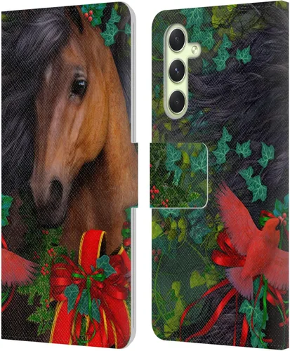 Vista 260 de Head Case Designs Officially Licensed Laurie Prindle A Morgan Christmas Western Stallion Leather Wallet Case Compatible with Samsung Galaxy A07 4G