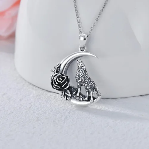 Vista 3 de Dorunmo Rabbit BunnyButterflyMonkeyOwlWolfFairyPawRose Pendant Necklace 925 Sterling Sliver Animal Jewelry Gift for Women Girls Friend