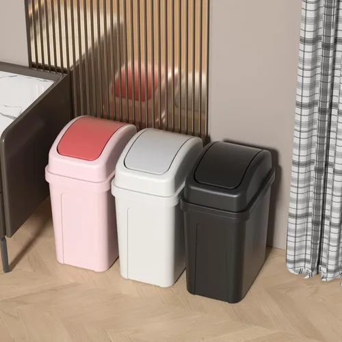 Vista 7 de Zopnny Cubo de basura pequeño de 1.8 galones / 7 L, cubo de basura con tapa oscilante, cubo de basura de plástico con tapa giratoria, color negro