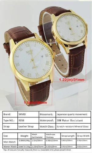 Vista 5 de SKMEI Reloj para hombre, vestido de negocios, clásico, de moda, casual, negro, cuarzo, analógico, impermeable, calendario, fecha, simple, relojes