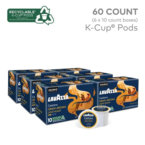Vista 3 de Lavazza Costiera Gran Aroma, Cápsulas Keurig K-Cup de una sola porción, café tostado ligero, caja de 60 unidades (6 paquetes de 10)