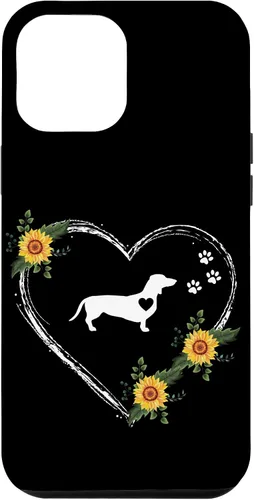 Vista 26 de Dachshund Heartbeat With Paw Prints On Black Case for iPhone 16