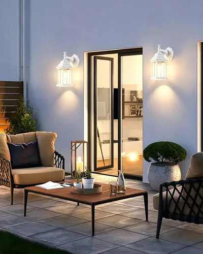 Vista 6 de LIT-PaTH Farol de pared para exteriores, aplique de pared como accesorio de iluminación de porche, base mediana E26 máximo 60 W, carcasa de aluminio